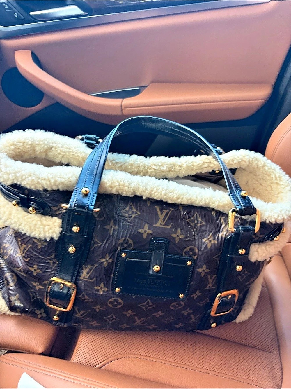 Louis Vuitton Monogram Shearling Storm Bag Tote, Brown & Black